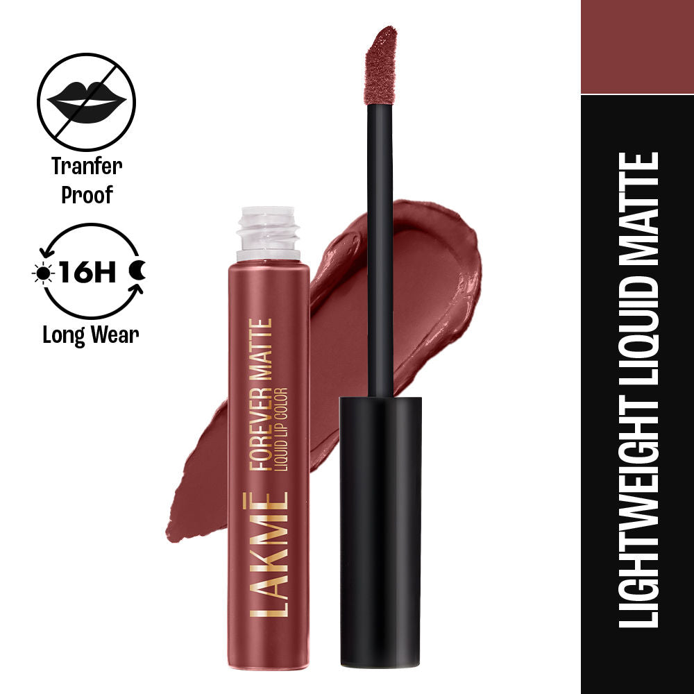 Lakme Forever Matte Liquid Lip, 16hr Lipstick, Lightweight & Transfer-Proof - Nude Dream, 5.6 ml