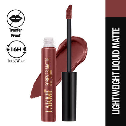 Lakme Forever Matte Liquid Lip, 16hr Lipstick, Lightweight & Transfer-Proof - Nude Dream, 5.6 ml