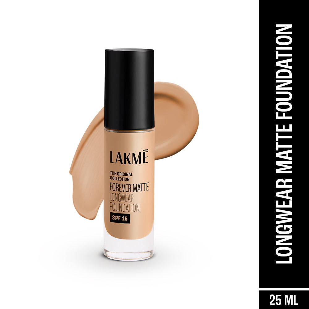 Lakme Forever Matte Longwear Foundation, Warm Beige,25 ml, With Active Niacinamide & SPF 15