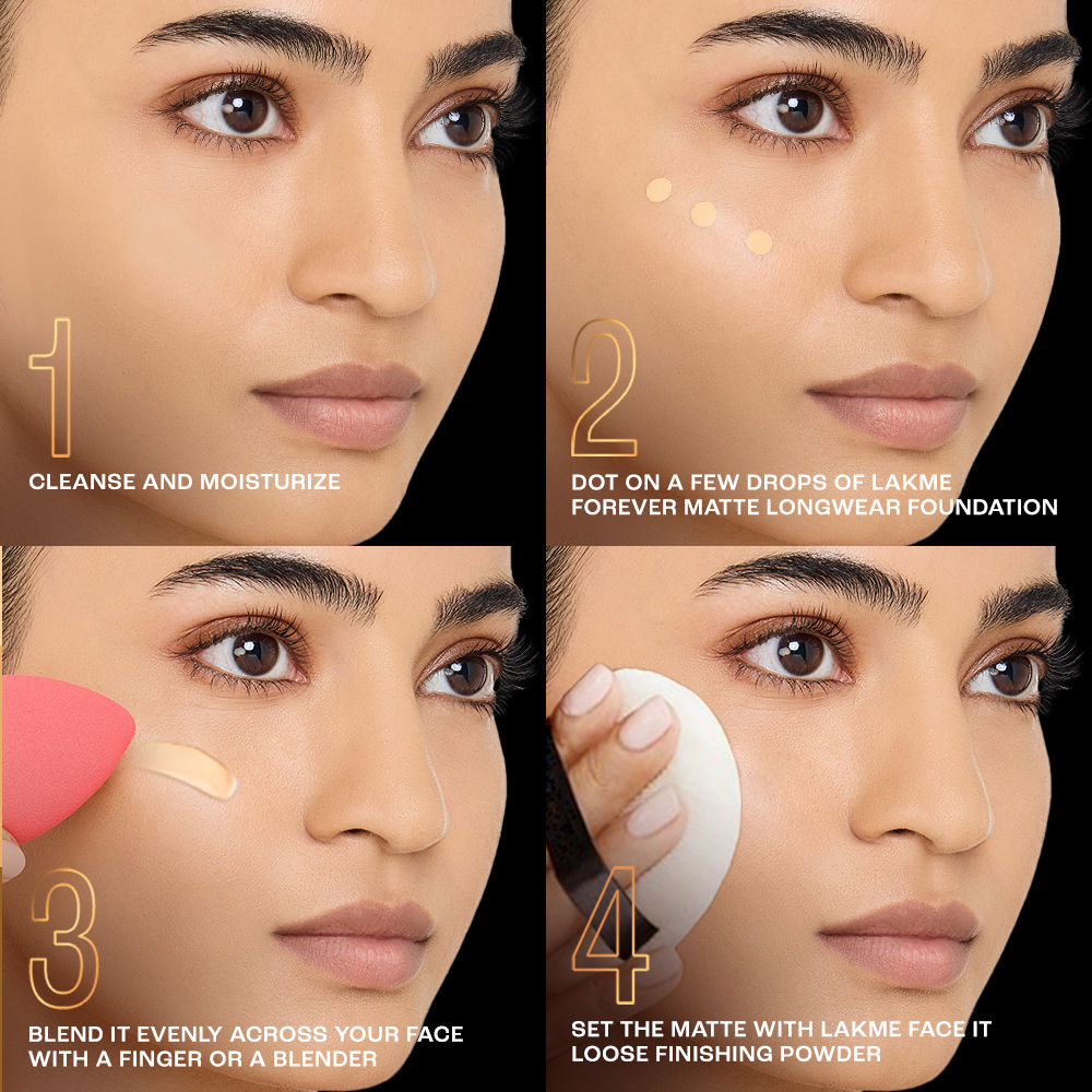 Lakme Forever Matte Longwear Foundation, Warm Beige,25 ml, With Active Niacinamide & SPF 15 - Image 4
