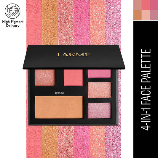 Lakme Glitterati Face Palette-Day Queen, multitasking pallete, high pigment payoff 14 g