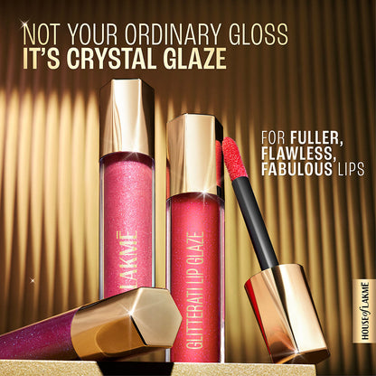 Lakme Glitterati Lip Glaze, with Vegan Collagen, for Glossy Lips, 101 Scarlet Spritzer 5 ml - Image 2