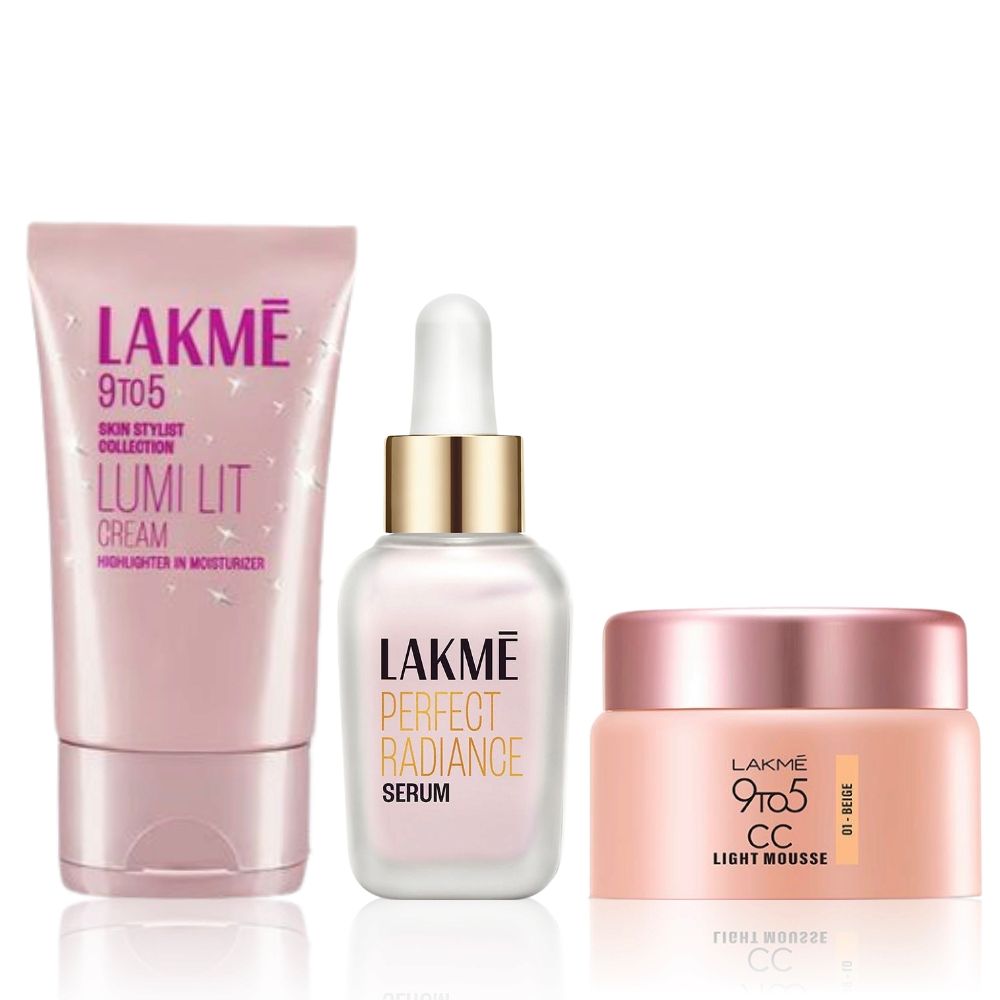 Lakme Lumi Cream - Face cream with Moisturizer + Highlighter, enriched with Niacinamide & Hyaluronic Acid - Dewy Rose, 30g + Perfect Radiance