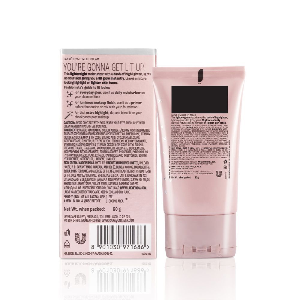 Lakme Lumi Strobe Cream - Highlighter + Moisturizer + Primer With Hyaluronic Acid & Niacinamide - Silver – 60 g - Image 2