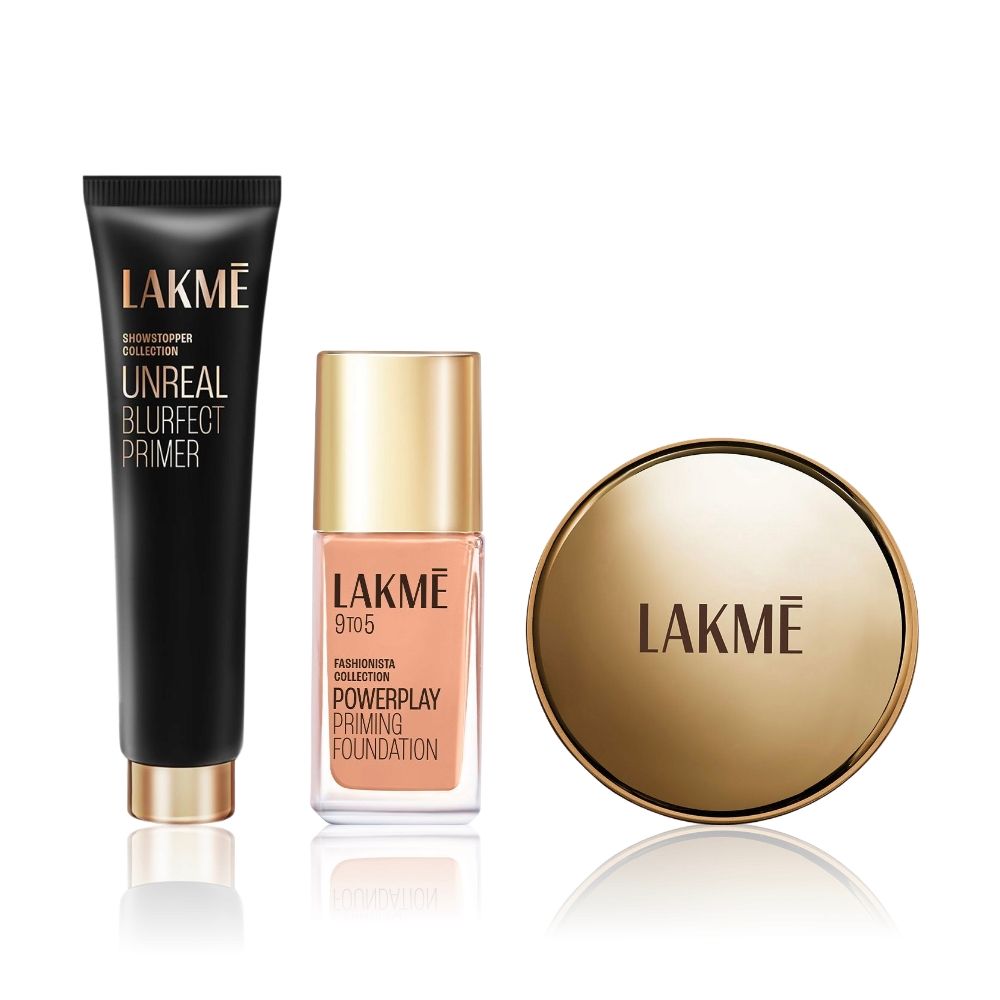 Lakme Makeup combo (Powerplay Primin gm Powder Foundation Compact Ivory Cream (9 g) + 9 To 5 Fashionista Collection Powerplay Priming Foundation