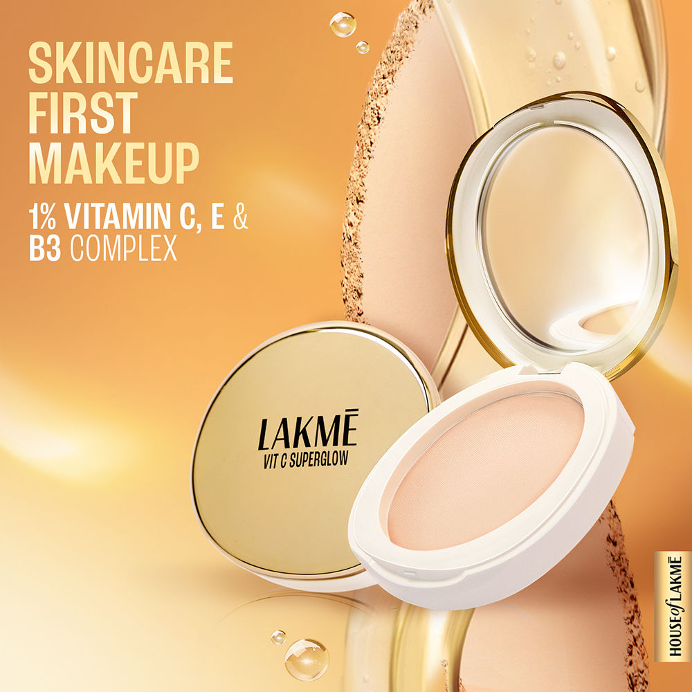 Lakme Makeup+Skincare VitC Superglow Skin Perfecting Compact Ivory10 8 g - Image 3