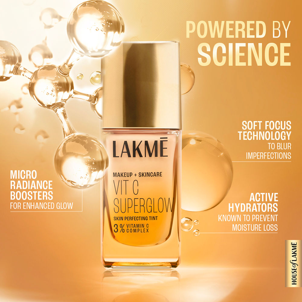 Lakme VitC Superglow, with 3% Vitamin C, Skin Perfecting Tint, 25 ml, Cool Ivory C100 - Image 3