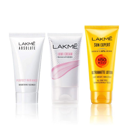 Lakme on-the-go Skin Essentials Combo 1 (Perfect Radiance Brightening Face Wash, Illuminated Look (50 g) + Sun Expert SPF 50 Super Matte Lotion - Image 2