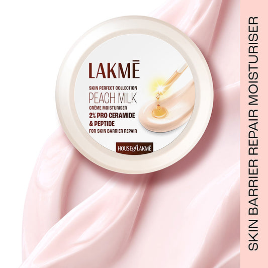 Lakme Peach Creme Moisturiser, Ceramide & Peptide, Skin Barrier Repair & Hydrated Glow 100 g