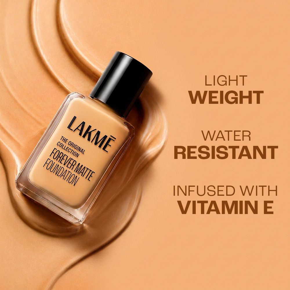 Lakme FOREVER MATTE FOUNDATION for Superior Coverage, with Vitamin E, sunscreen, lightweight & water resistant – 27 ml - Image 3