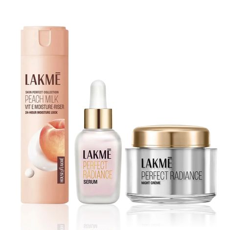 Lakme Perfect Radiance Night Care Trio (Perfect Radiance Serum 15 ml + Brightening Night Cream 50 g + Brightening Face Wash 100 g) Combo of 3