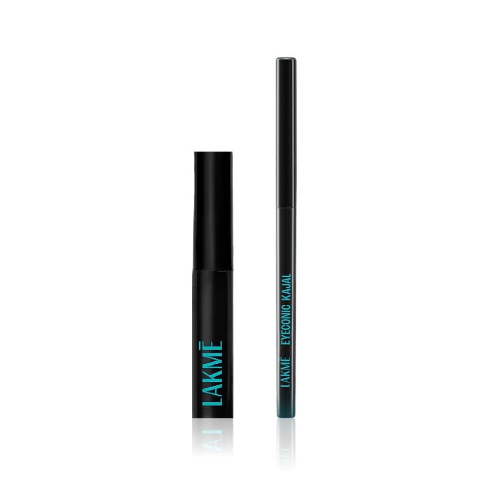 Lakme Power Kajal & Liner Set (Eyeconic Kajal Deep Black – 0.35 g + 9 to 5 Eyeconic Liquid Eyeliner – 4.5 ml) Combo of 2