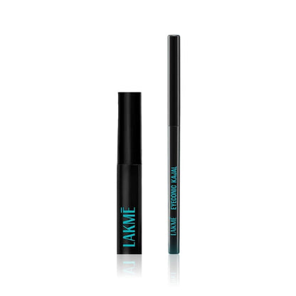 Lakme Power Kajal & Liner Set (Eyeconic Kajal Deep Black – 0.35 g + 9 to 5 Eyeconic Liquid Eyeliner – 4.5 ml) Combo of 2