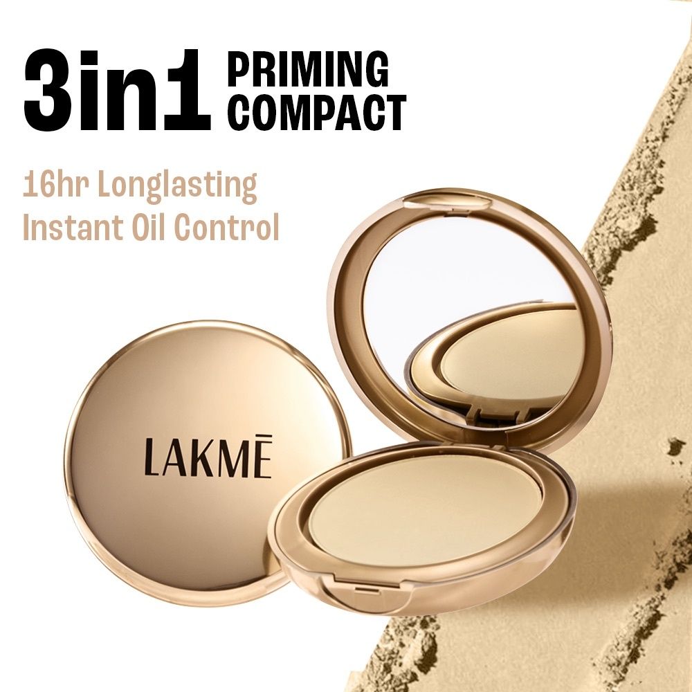 Lakme Powerplay Primin gm Powder Foundation Compact, Ivory Cream – 9 g