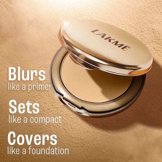 Lakme Powerplay Primin gm Powder Foundation Compact, Ivory Cream – 9 g - Image 2