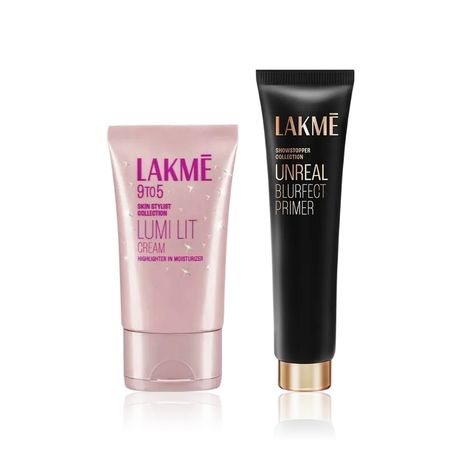 Lakme Primer & Glow Boost Kit (Unreal Blurfect Primer – 10 g + Lumi Strobe Cream Dewy Rose – 30 g) Combo of 2