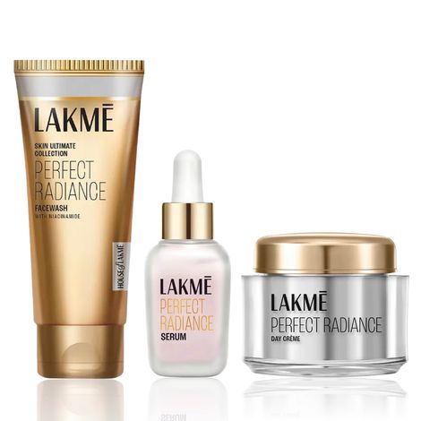 Lakme Radiance & Brightening Trio (Perfect Radiance Serum 15 ml + Day Cream 50 g + Brightening Face Wash 100 g) Combo of 3