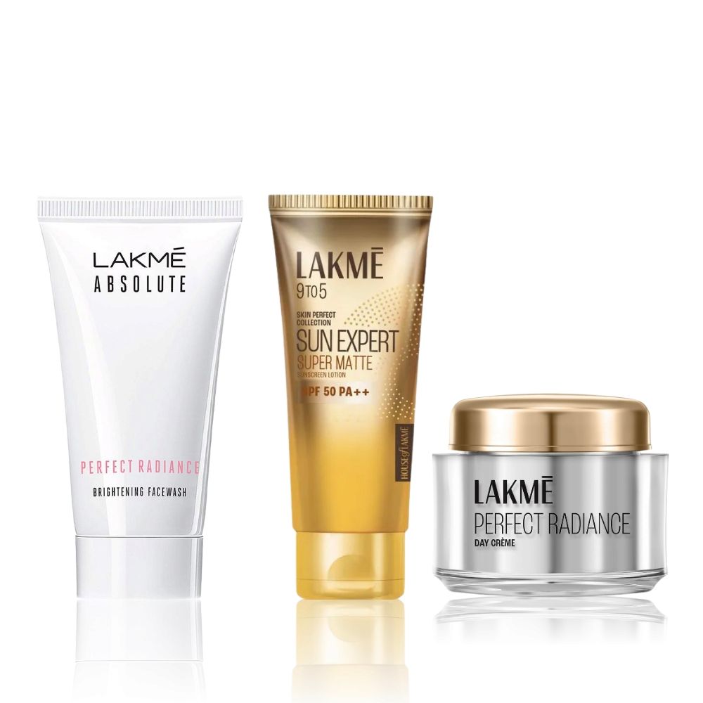 Lakme Radiant Glow Skin Essentials Kit 1 (Perfect Radiance Brightening Face Wash, Illuminated Look (50 g) + Sun Expert SPF 50 Super Matte Lotion