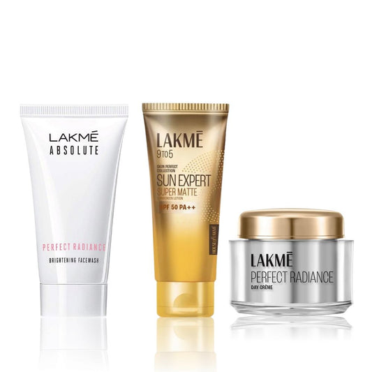 Lakme Radiant Glow Skin Essentials Kit 1 (Perfect Radiance Brightening Face Wash, Illuminated Look (50 g) + Sun Expert SPF 50 Super Matte Lotion