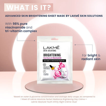 Lakme Skin Solutions Sheet Mask Brightening with Niacinamide 25 ml - Image 4