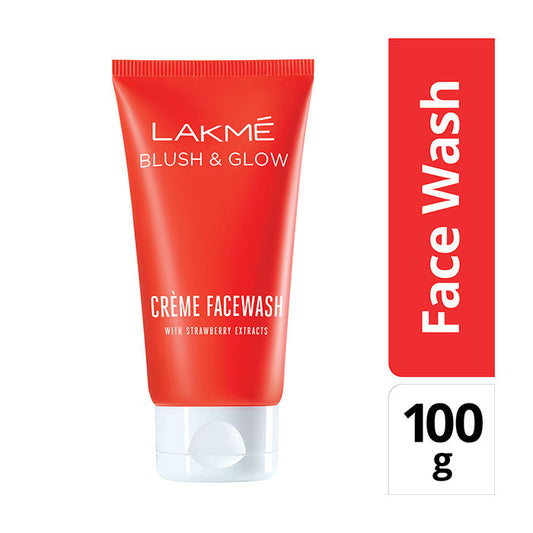 Lakme Blush & Glow Strawberry Creme Face Wash, With Strawberry Extract,100 g