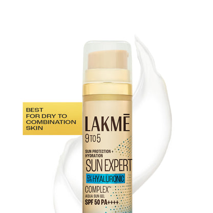 Lakme 5% Hyaluronic water-light Sunscreen gel SPF 50 Pa++++ For Oily Skin, Plump & Hydrated skin 56 g