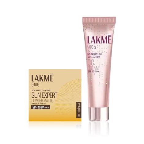 Lakme Sun Smart Duo (Sun Expert Ultra Matte Compact SPF 40 – 7 g + CC Cream Beige – 20 g) Combo of 2