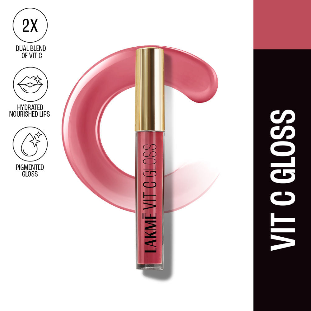 Lakme Superglow, with Vitamin C & E, Lip Gloss, 2.5 ml, for Hydrated Lips, Hot Pink