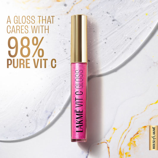 Lakme Superglow, with Vitamin C & E, Lip Gloss, 2.5 ml, for Hydrated Lips, Hot Pink - Image 2