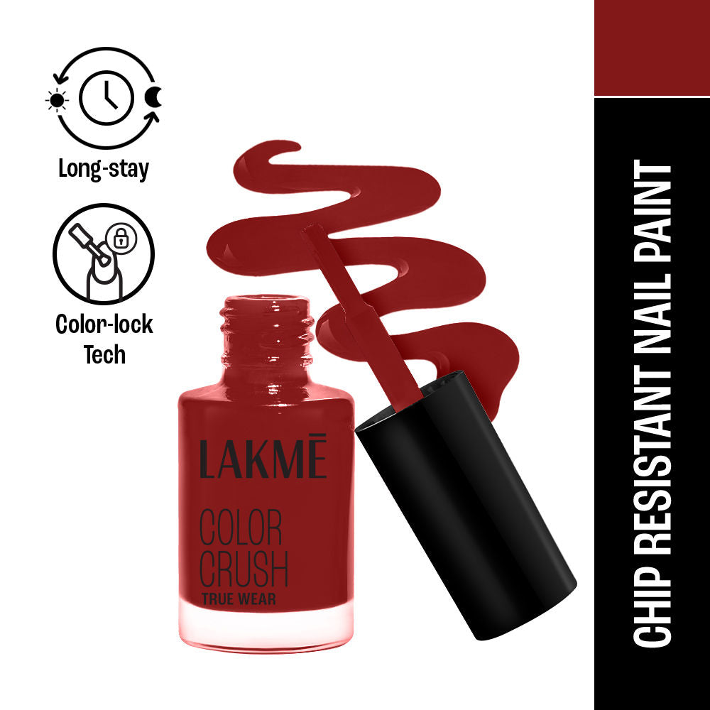 Lakme True Wear Color Crush Nail Polish, Long-Lasting & Vibrant Nail Paint, 102, 6 ml