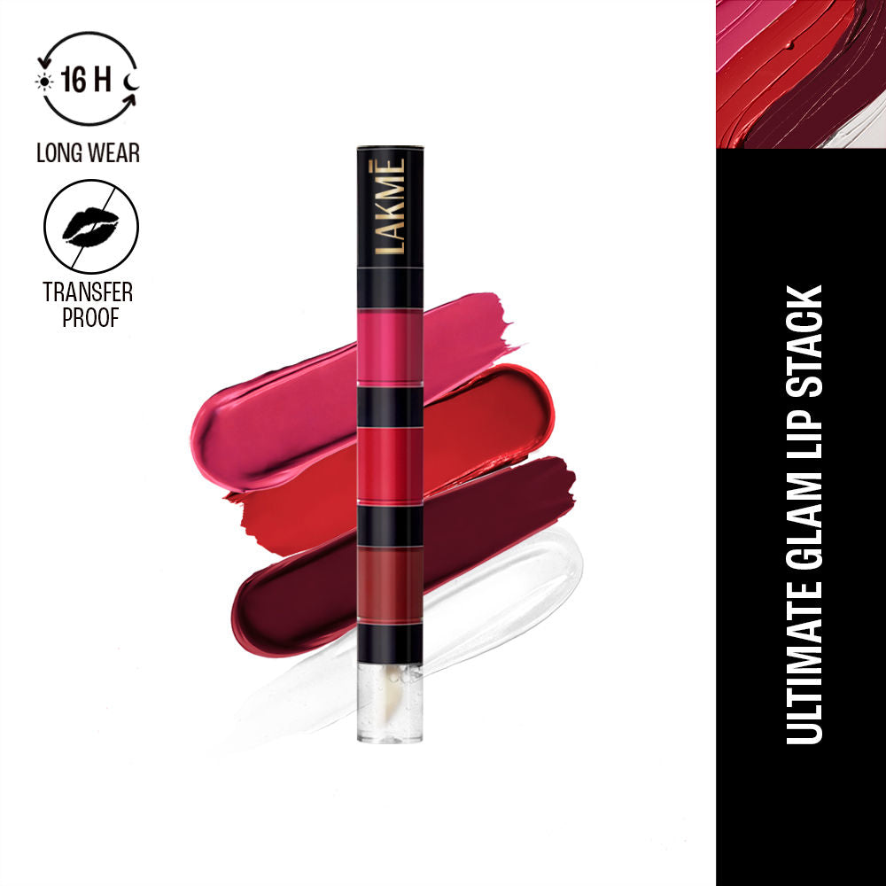 Lakme Ultimate Glam 4 in 1 lip stack, Party Chic 4 ml
