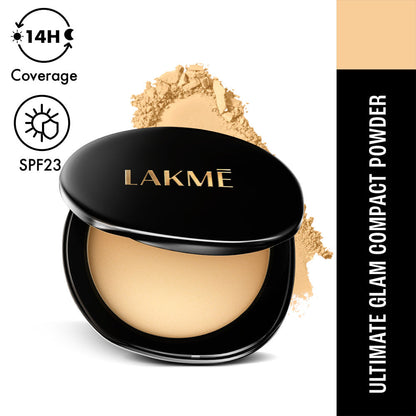Lakme Ultimate Glam Compact, Skin Lightening Compact Powder with Vitamin B3, 01 Ivory Fair 8 g