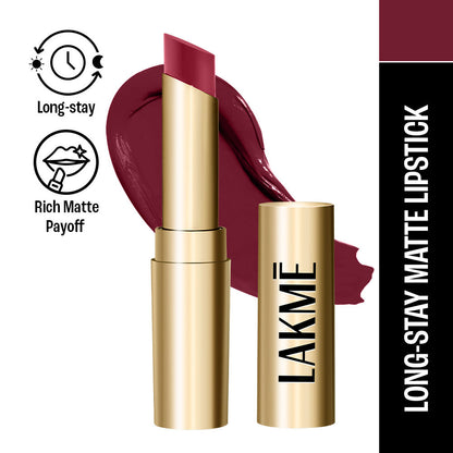 Lakme Unreal 3D Slim Bullet, Matte Finish, Wine Whisper, 3.6 g