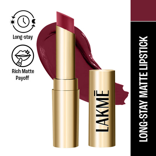 Lakme Unreal 3D Slim Bullet, Matte Finish, Wine Whisper, 3.6 g