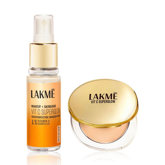 Lakme Vit C Superglow Compact (8 g) + Setting Spray (60 ml) - Sand