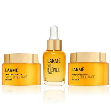 Lakme Vitamin C Glow Set (Vitamin C Brilliance Serum 15 ml + Day Cream 50 g + Night Cream 50 g) Combo of 3