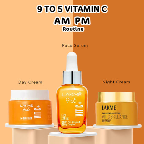Lakme Vitamin C Brilliance Trio (Day Cream 50 g + Night Cream 50 g + Serum 15 ml)