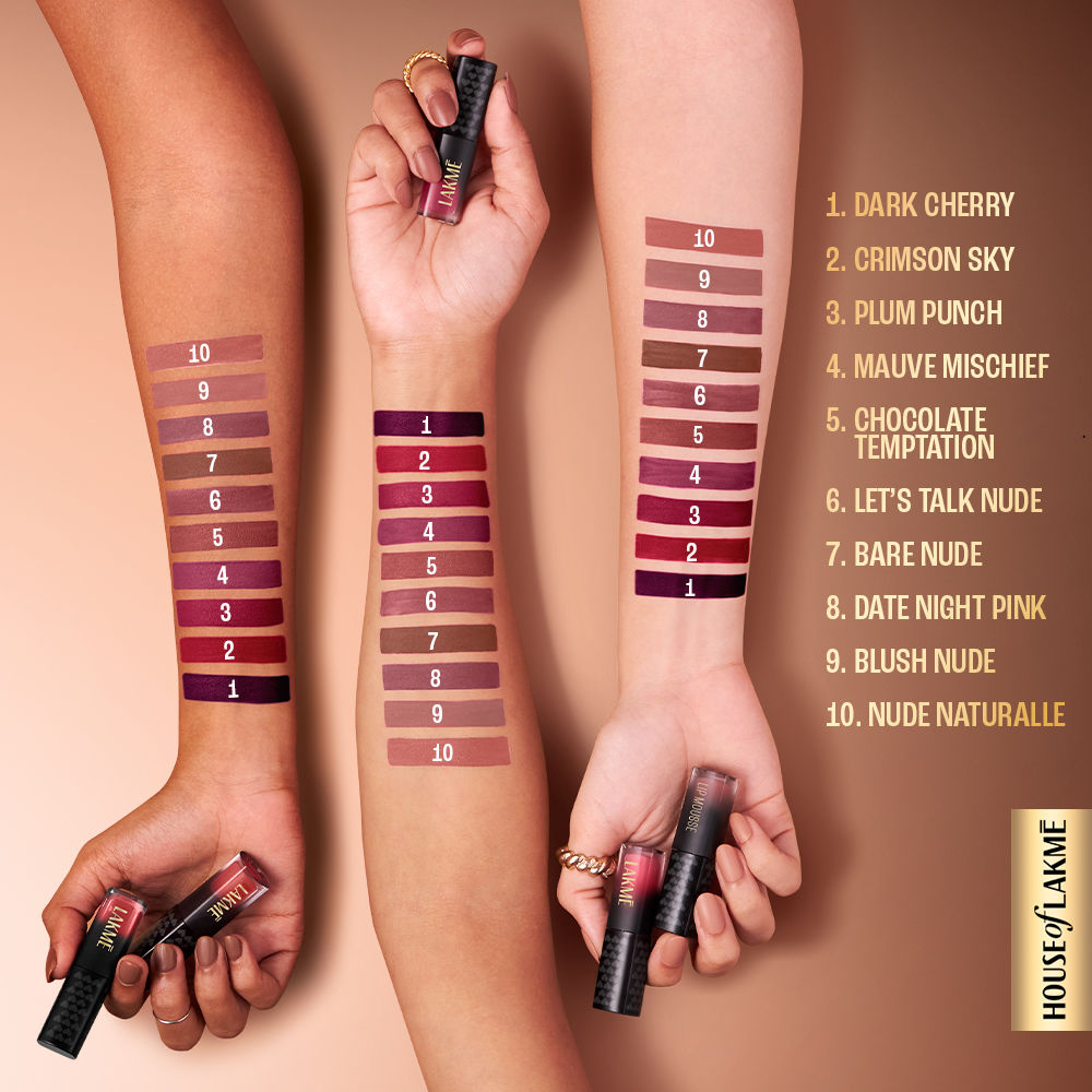 Lakme Xtraordin-airy Lip Mousse Mini - Dark Cherry - Velvet Matte Finish Airlight & Moisturizing Formula with Cocoa Butter Travel friendly - 1.8 - Image 4