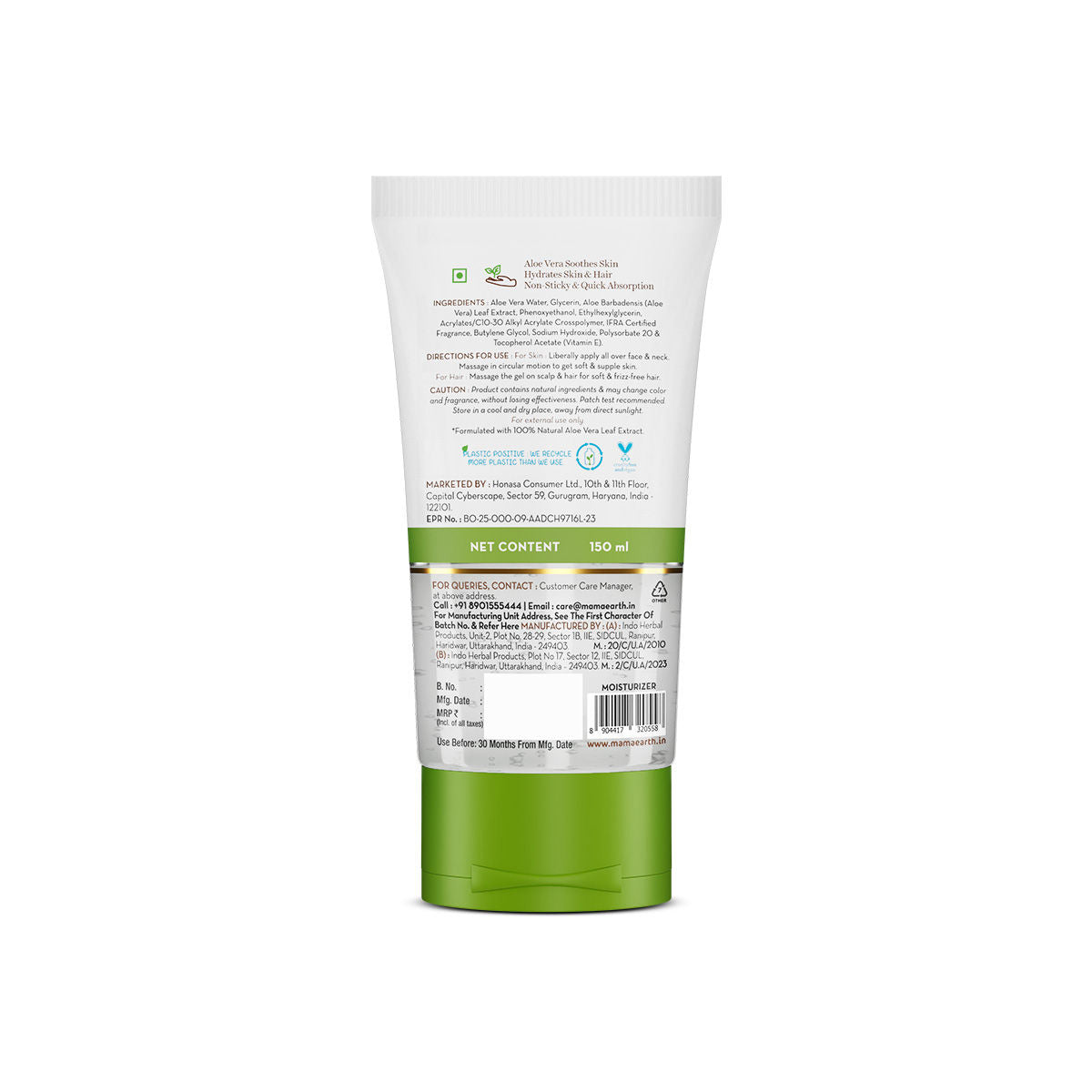 Mamaearth Aloe Vera Gel with 100% Pure & Natural Aloe Vera & Vitamin E for Skin & Hair | Hydrates, Moisturizes Skin | Soothes Irritated Skin | Keeps Scalp Healthy | For Men & Women | Multipurpose Non-Sticky Gel 150 ml - Image 2