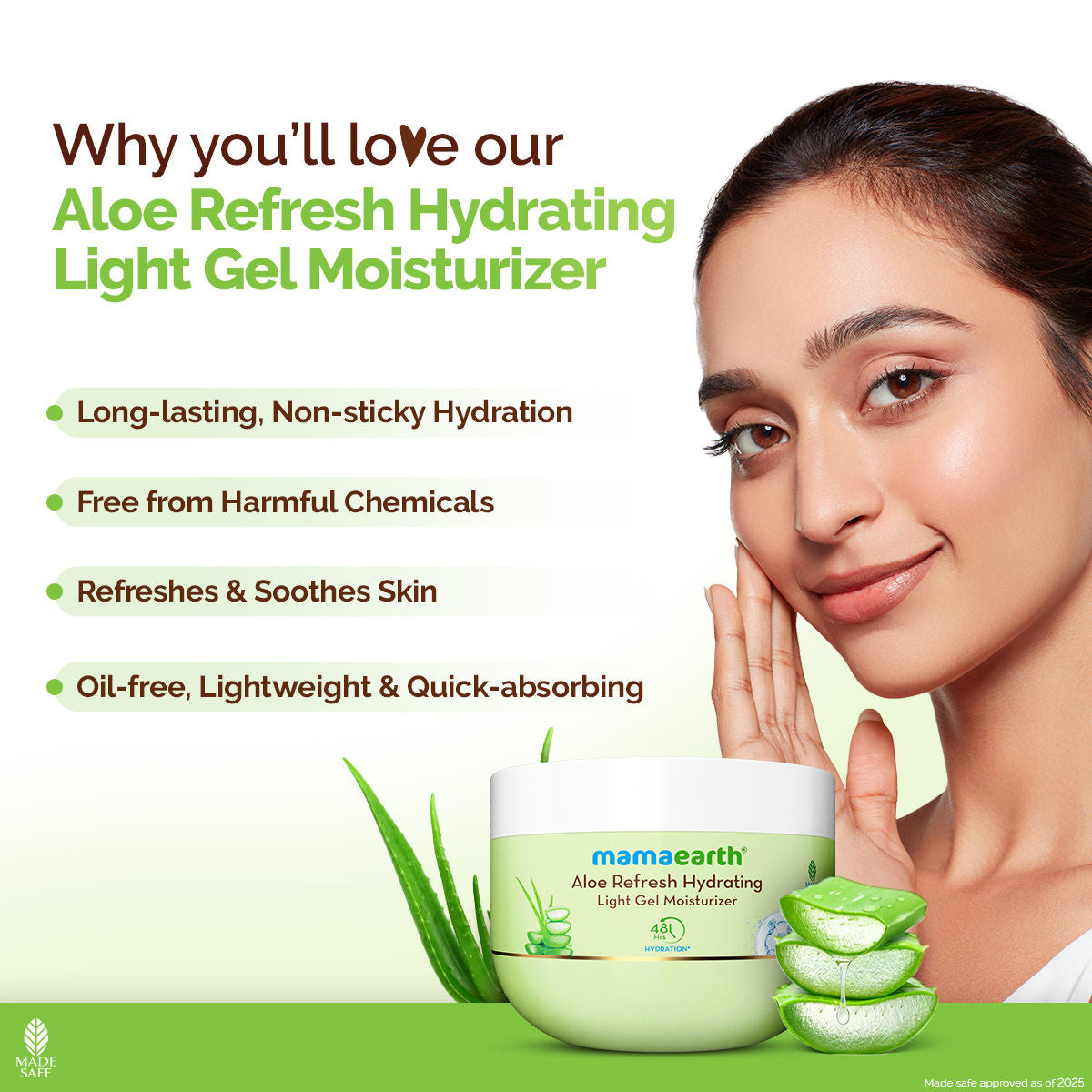 Mamaearth Aloe Refresh Hydrating Light Gel Moisturizer with Aloe Vera & HA 200 gm | Long-lasting Non-sticky Hydration | Oil-free, Lightweight & Quick-absorbing |Free from Harmful Chemicals |Soothes Skin - Image 4
