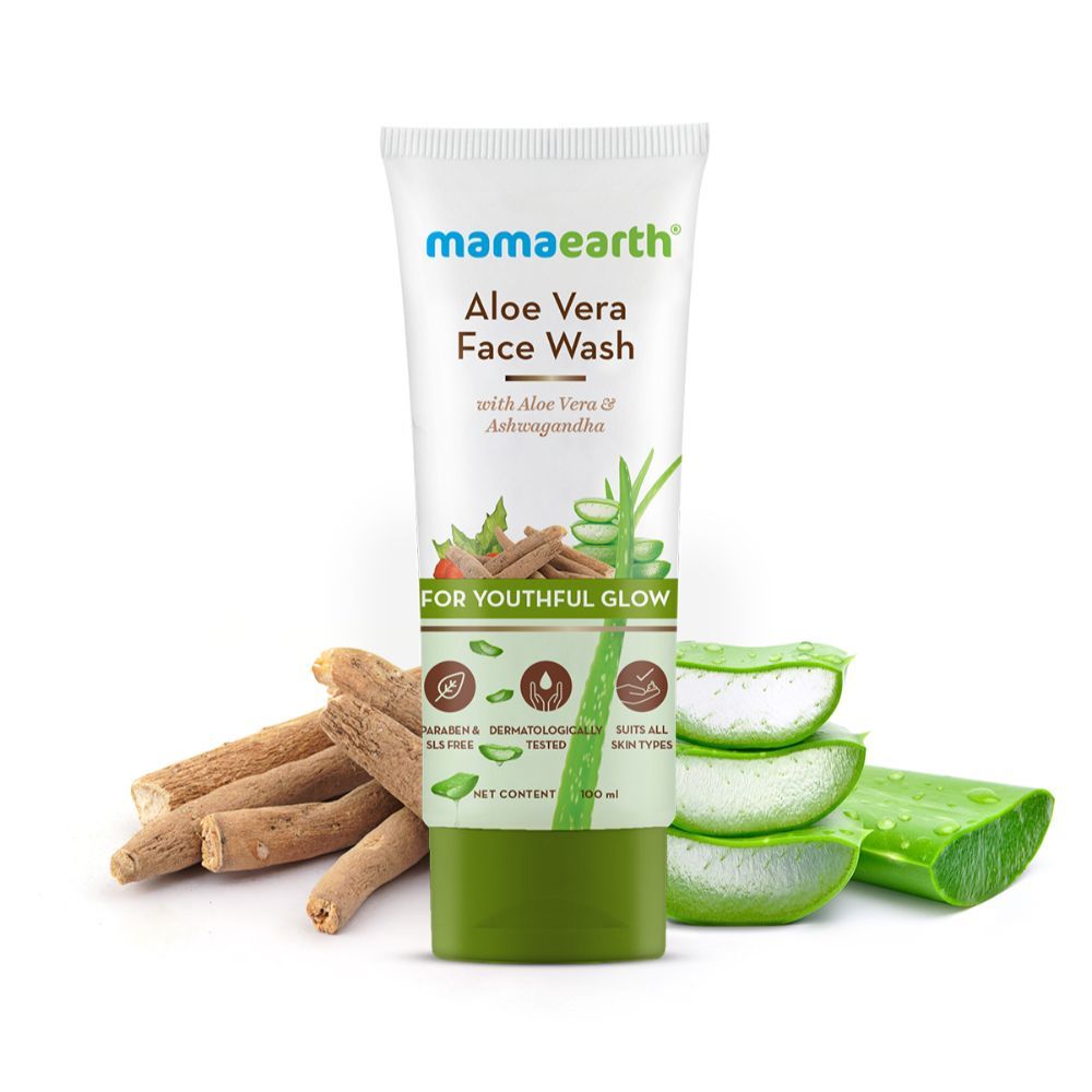 Mamaearth Aloe Vera Face Wash with Aloe Vera & Ashwagandha for a Youthful Glow - 100 ml - Image 3
