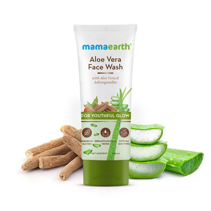 Mamaearth Aloe Vera Face Wash with Aloe Vera & Ashwagandha for a Youthful Glow - 100 ml - Image 3