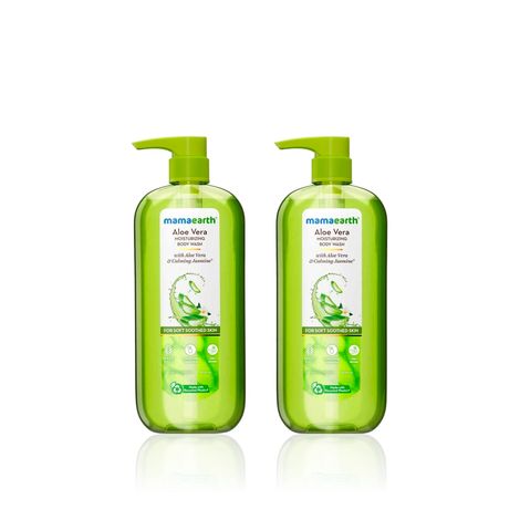 Mamaearth Aloe Vera Moisturizing Body Wash with Aloe Vera & Jasmine Scent for Soft & Soothed Skin (500 ml) Pack of 2