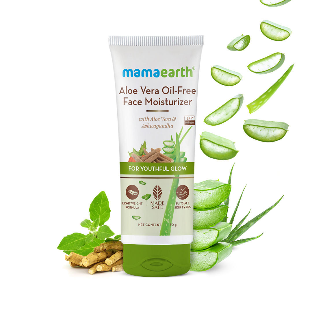 Mamaearth Aloe Vera Oil-Free Face Moisturizer for Oily Skin with Aloe Vera & Ashwagandha for a Youthful Glow (80 gm) - Image 2