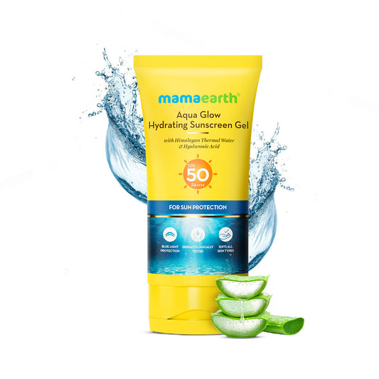 Mamaearth Aqua Glow Hydrating Sunscreen Gel with Himalayan Thermal Water & Hyaluronic Acid SPF 50 PA+++ (50 gm)