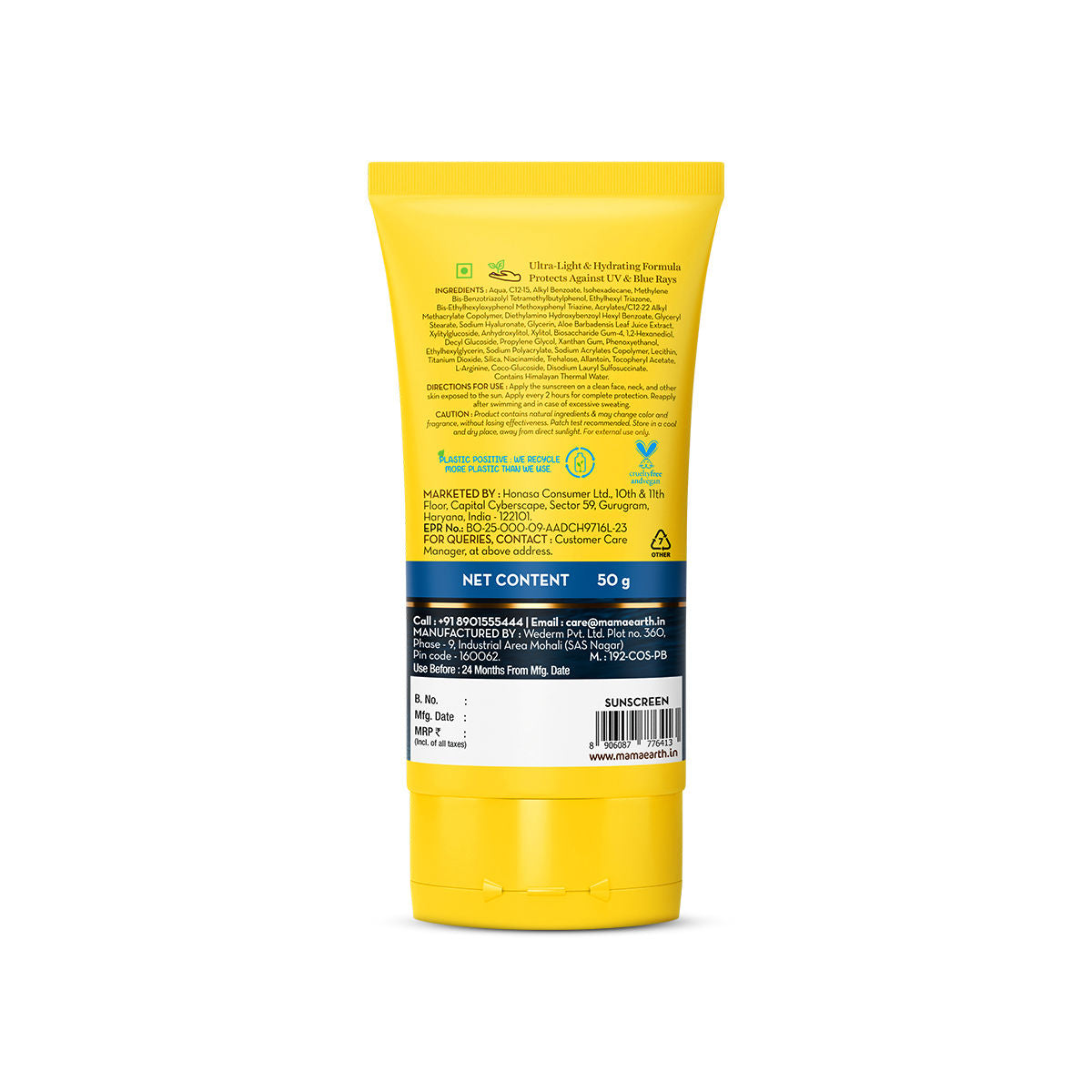 Mamaearth Aqua Glow Hydrating Sunscreen Gel with Himalayan Thermal Water & Hyaluronic Acid SPF 50 PA+++ (50 gm) - Image 3