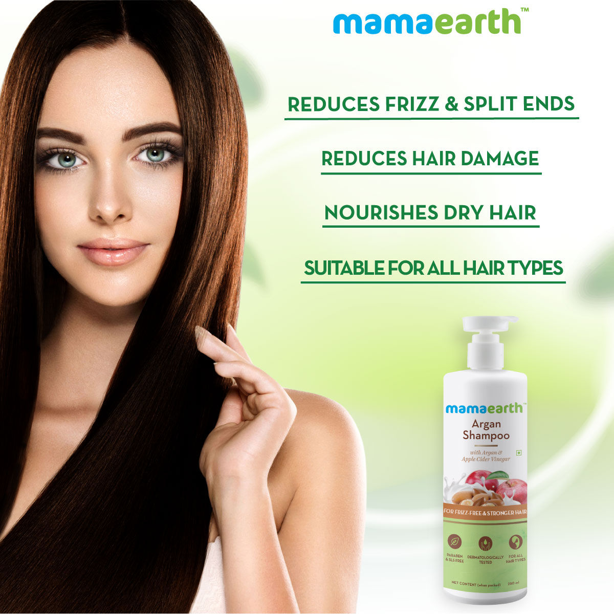 Mamaearth Argan & Apple Cider Vinegar Shampoo For Dry & Frizzy Hair, with Argan & Apple Cider Vinegarfor Frizz-Free & Stronger Hair (250 ml) - Image 5