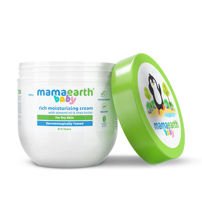Mamaearth Baby Rich Moisturizing Cream With Almond Oil & Shea Butter For Dry Skin - 200 gm | For Face & Body | 24-Hour Moisturization | Nourishes & Softens Skin - Image 2