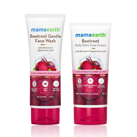 Mamaearth Beetroot Glow Duo - Beetroot Face Cream (80 gm) & Beetroot Face Wash (100 ml) Combo of 2