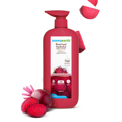 Mamaearth Beetroot Hydraful Body Lotion with Beetroot & Hyaluronic Acid & for Natural Pink Glow (400 ml)